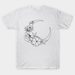 Moon & Flower Design T-Shirt